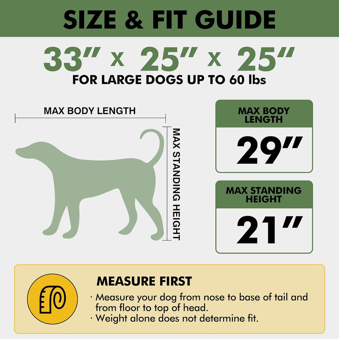 Veraste 33 in Collapsible Dog Crate for Medium Large Dogs, 4 Door