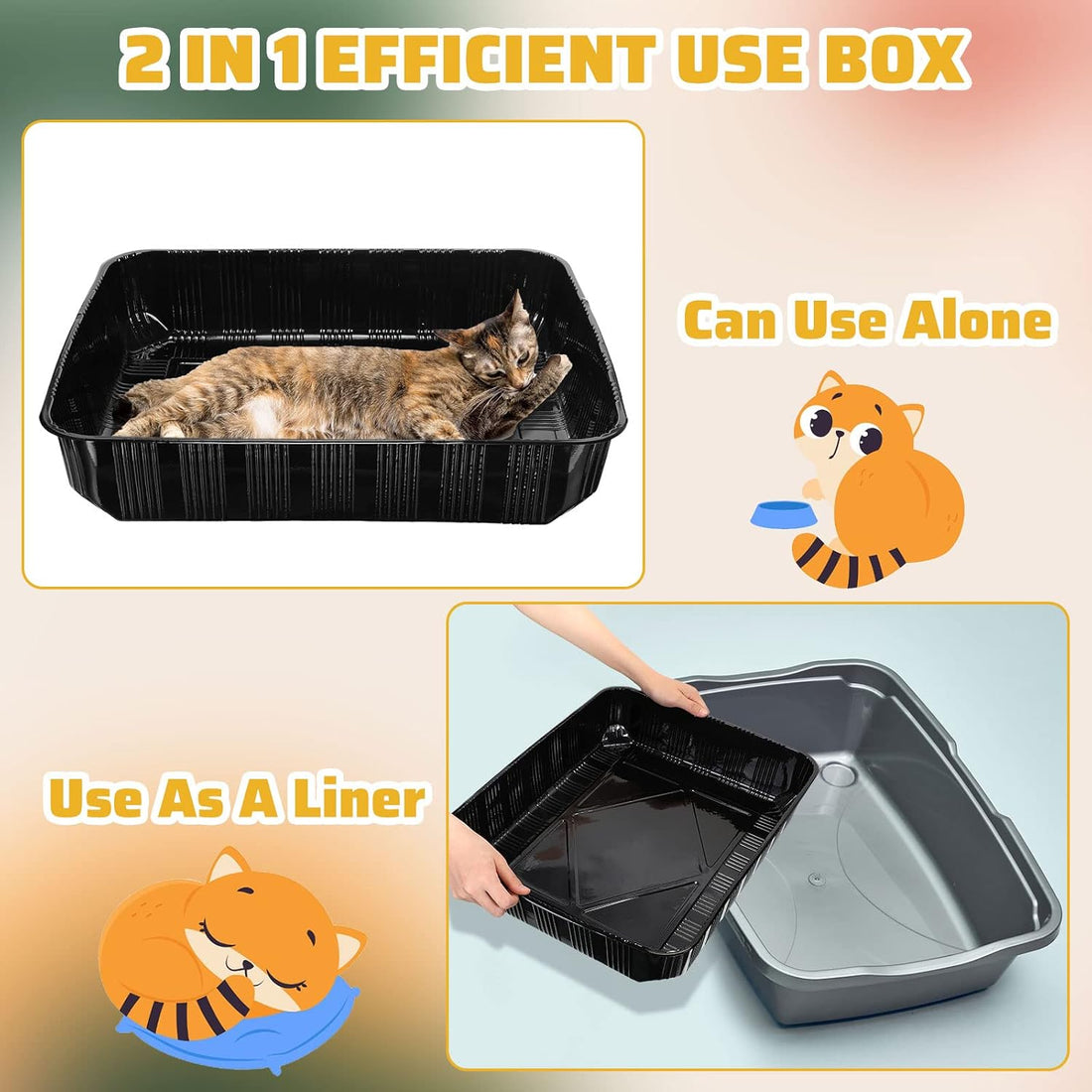 Zubebe 50 Pack Disposable Cat Litter Box for Cats