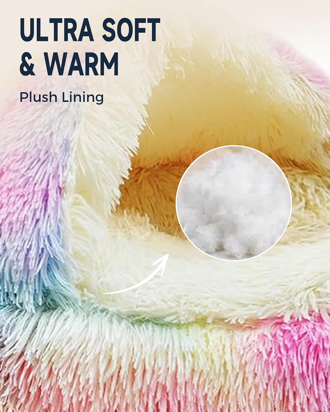 ShinHye Cat Bed Round Plush Fluffy Hooded Cave, 23×23inch