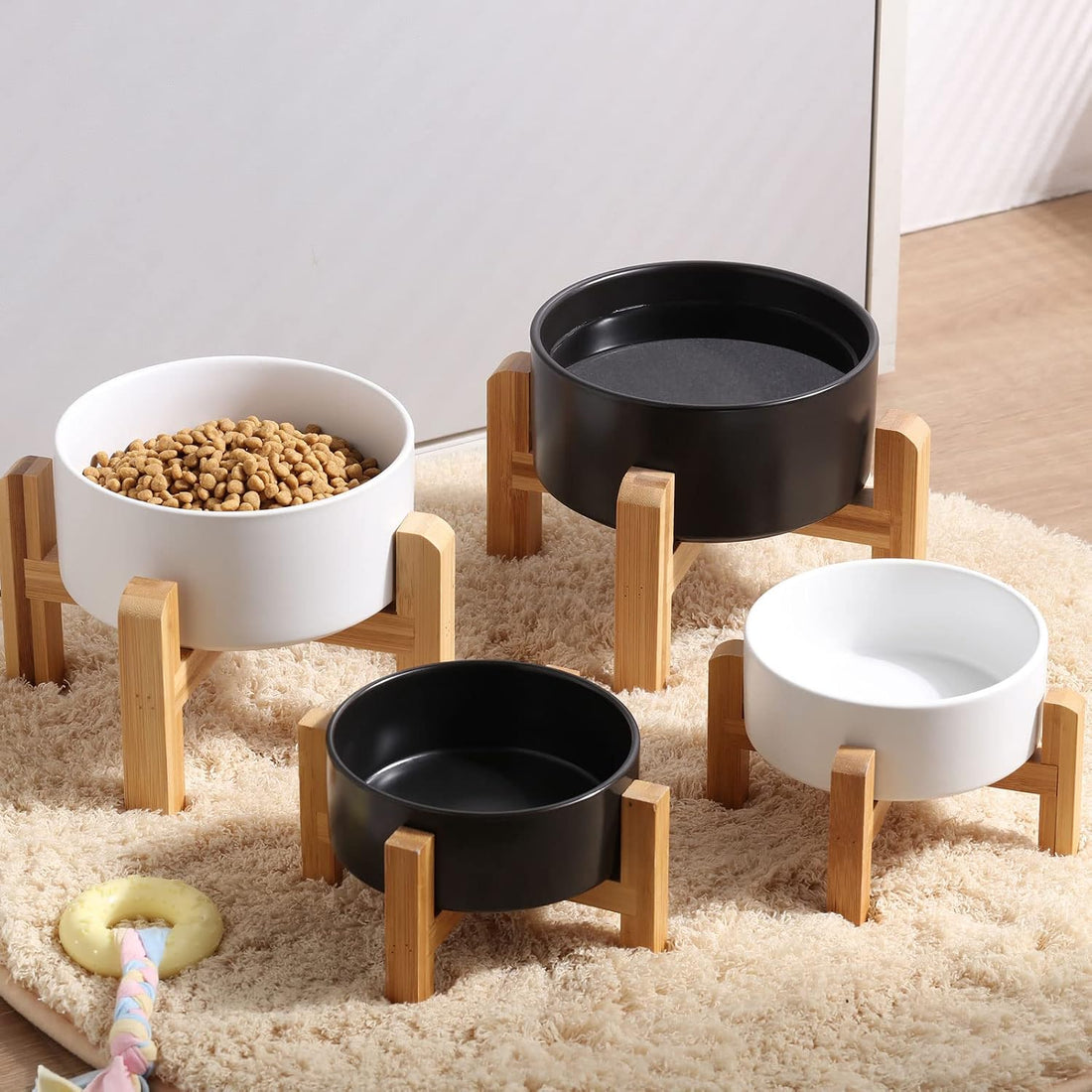 Petygooing Black Elevated/Raised Ceramic Dog Bowl for Small Breeds