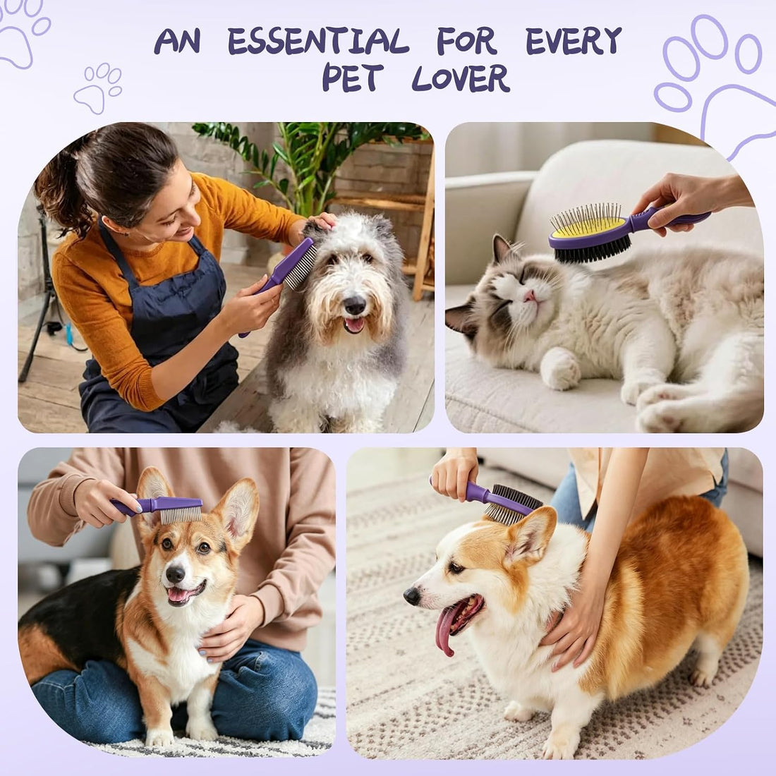 2PCS Pet Grooming and Deshedding Brush Tools