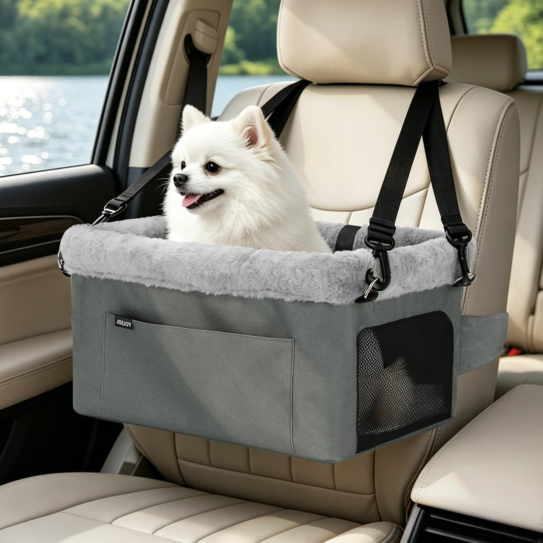 JOEJOY Deluxe Dog Booster Seat with Sturdy Metal Frame and Safety