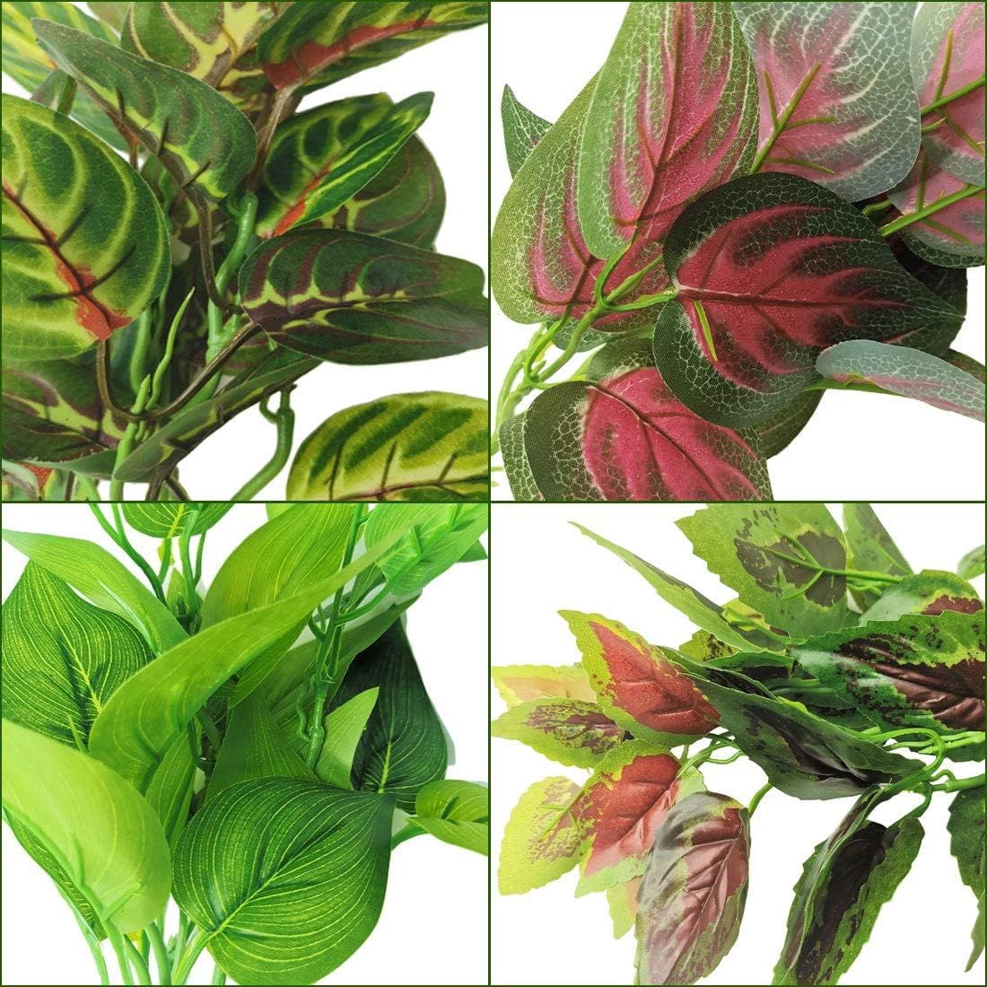 PINVNBY Reptile Terrarium Plants Hanging Artificial Lizards Habitat