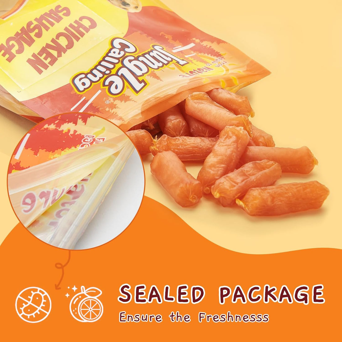 Jungle Calling Soft Chicken Sausage Treats for Small & Medium Dogs
