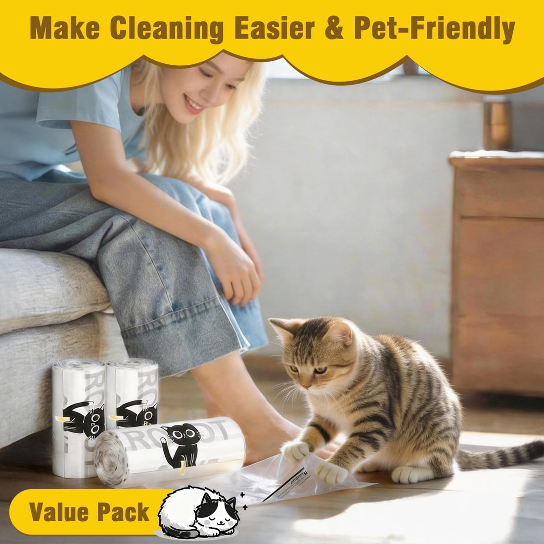 Litter Box Liners 120 Count for Litter R.o.bot 3/4/5-25.2 x 23.6 IN