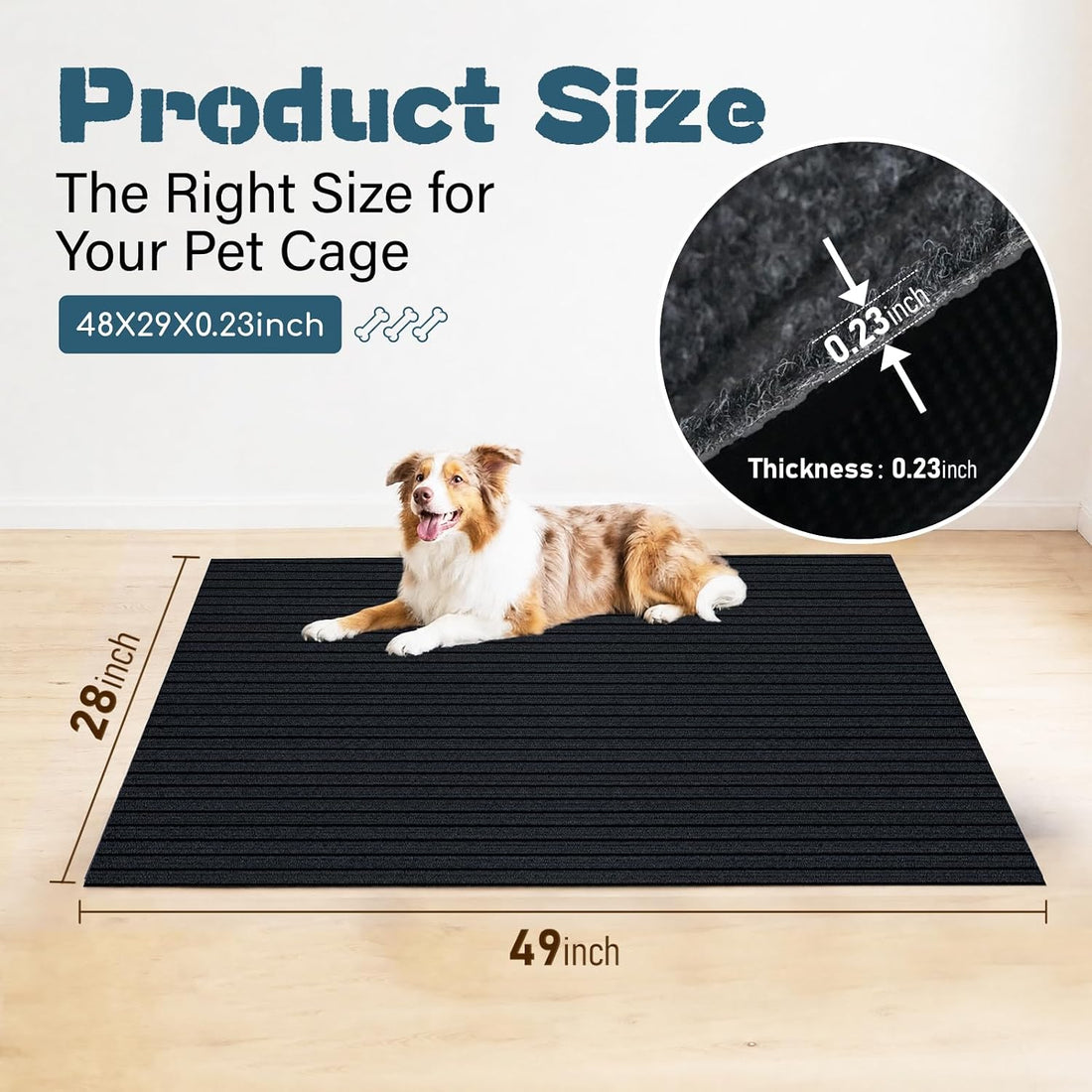 28"X 49" X 0.2'' Waterproof Mat for Under Dog Crate