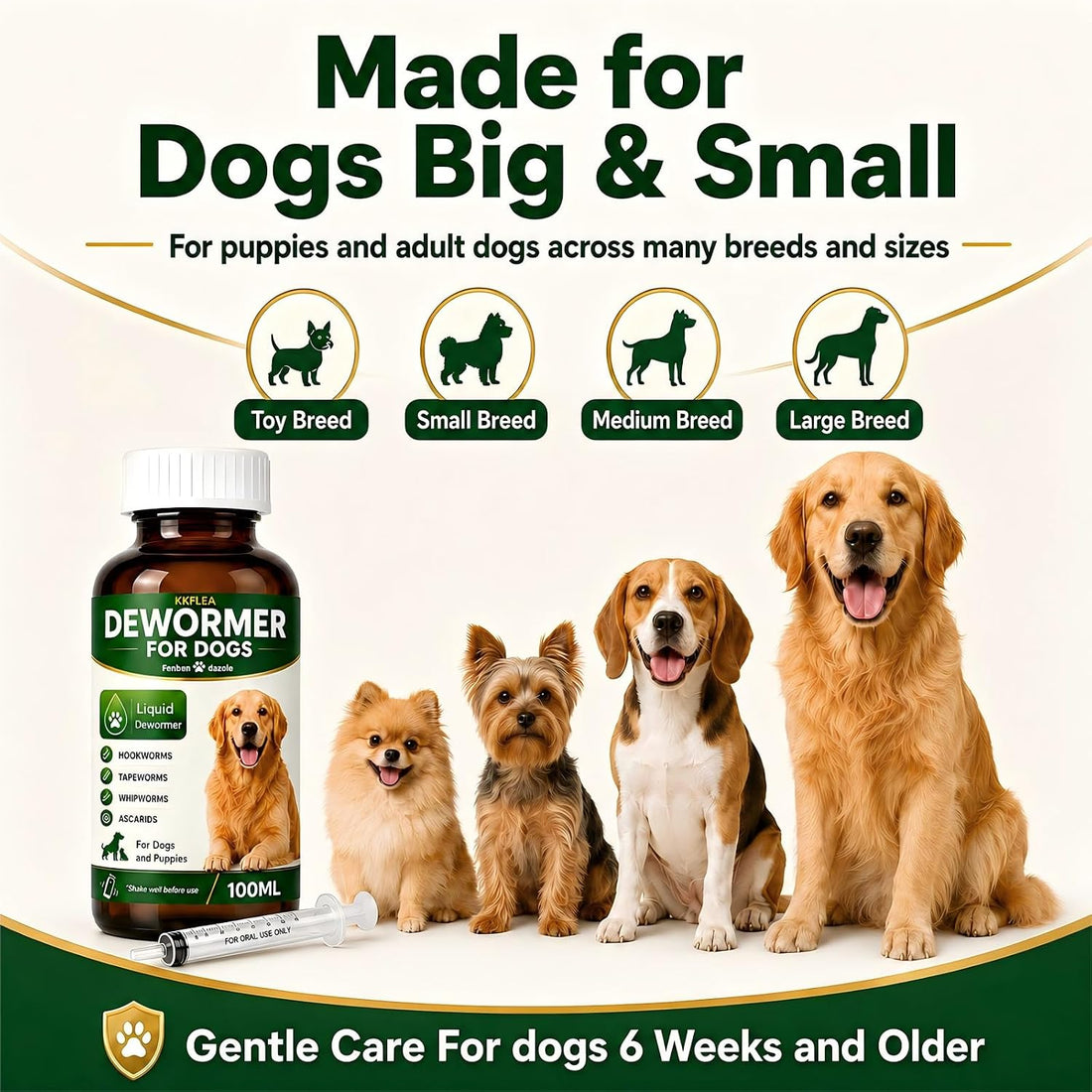 Dewormer for Dogs, Dog Dewormer Liquid, Safe for 6 Weeks and Older