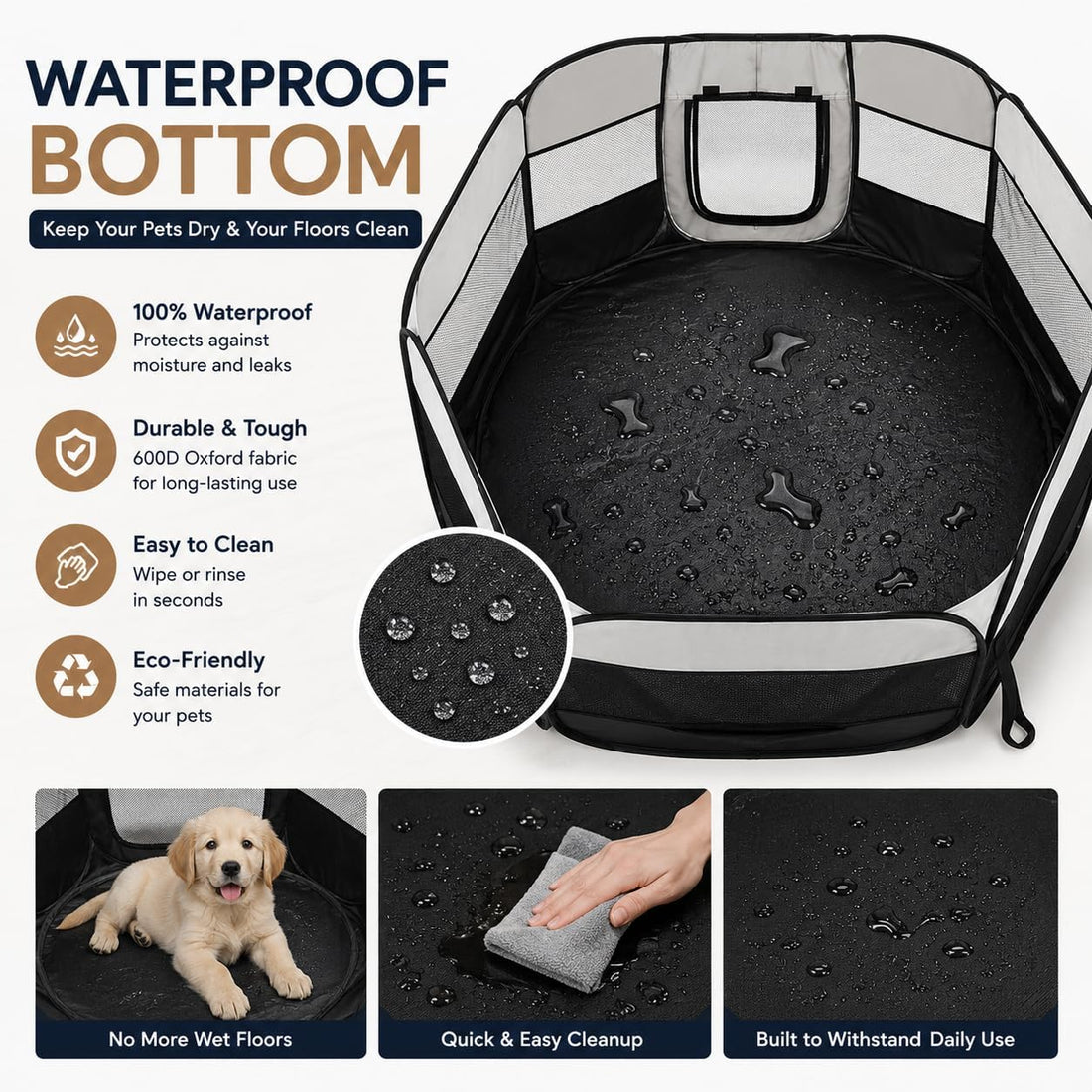 Portable Dog or Cat Playpen - Lightweight Durable Playpen for Pets