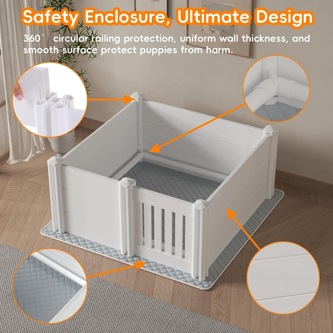 Whelping Box for Dogs, Puppies,with Pig Rails Washable Pad