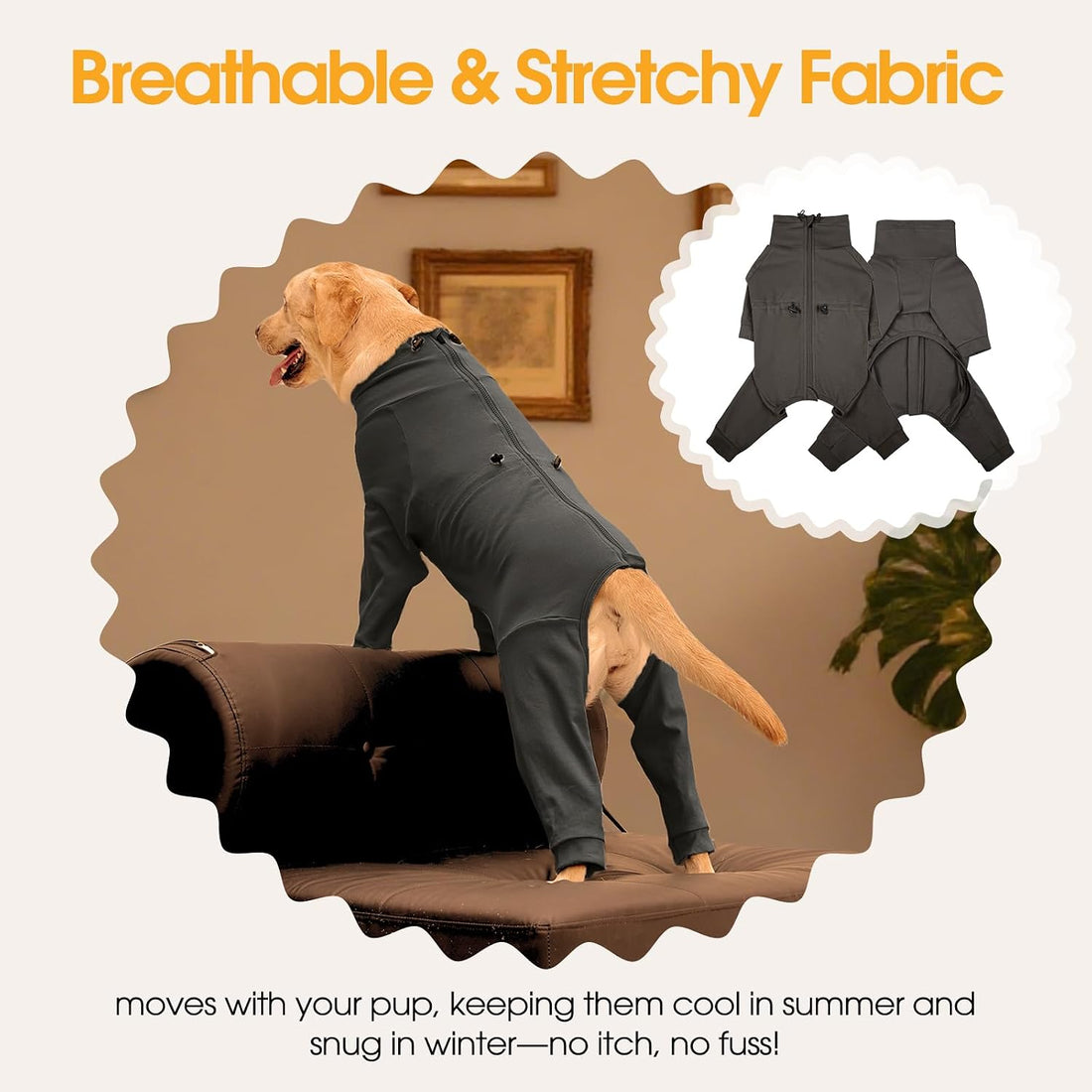 Recovery Suit for Large Dogs, Adjustable Dog Onesie