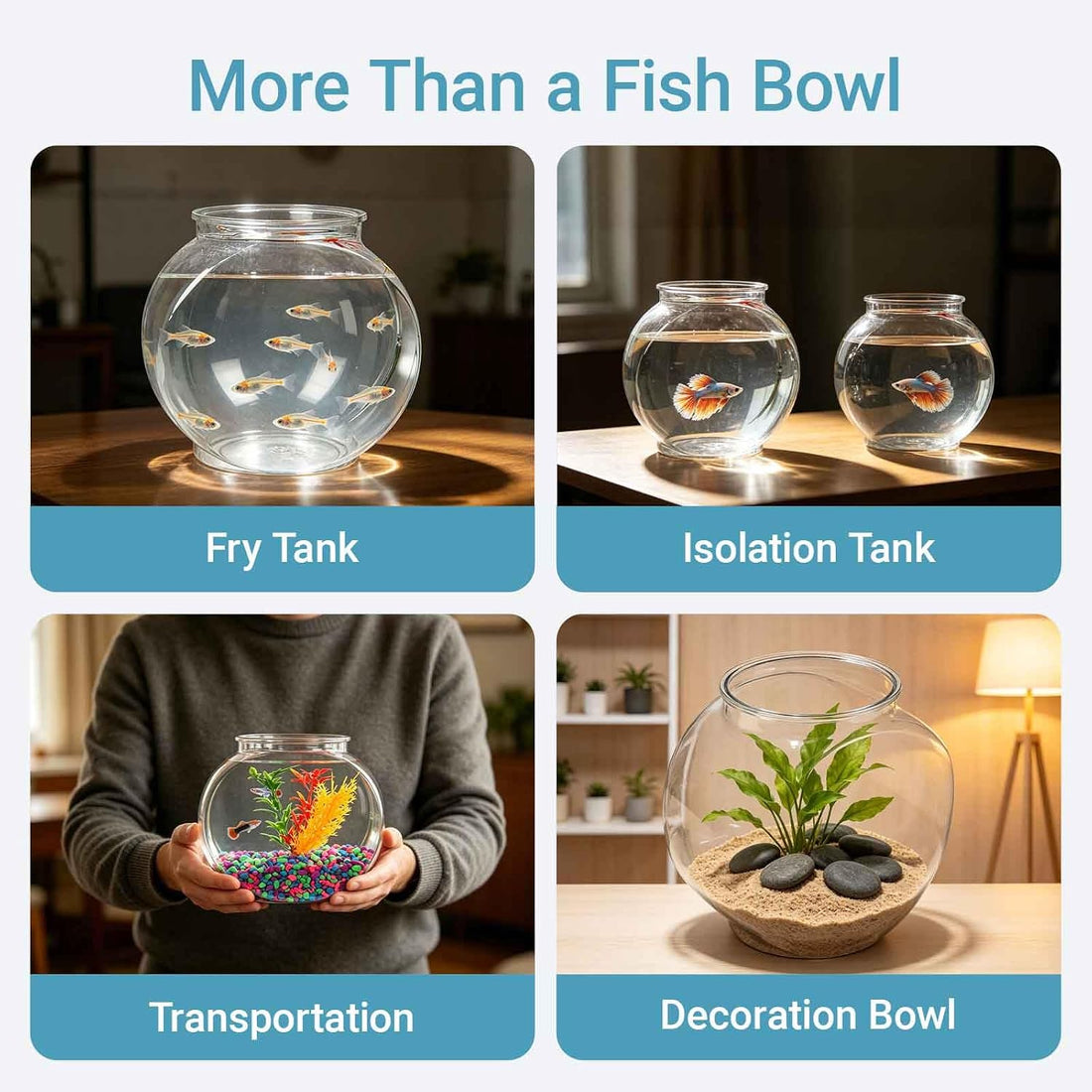 Koller Products 1-Gallon Plastic Oval Fish Bowl