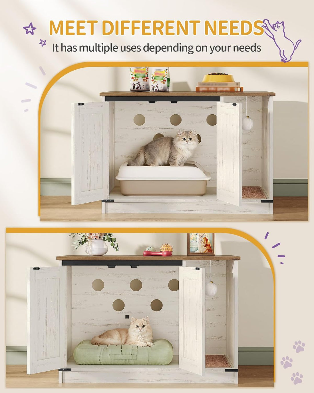 Hzuaneri Cat Litter Box Enclosure