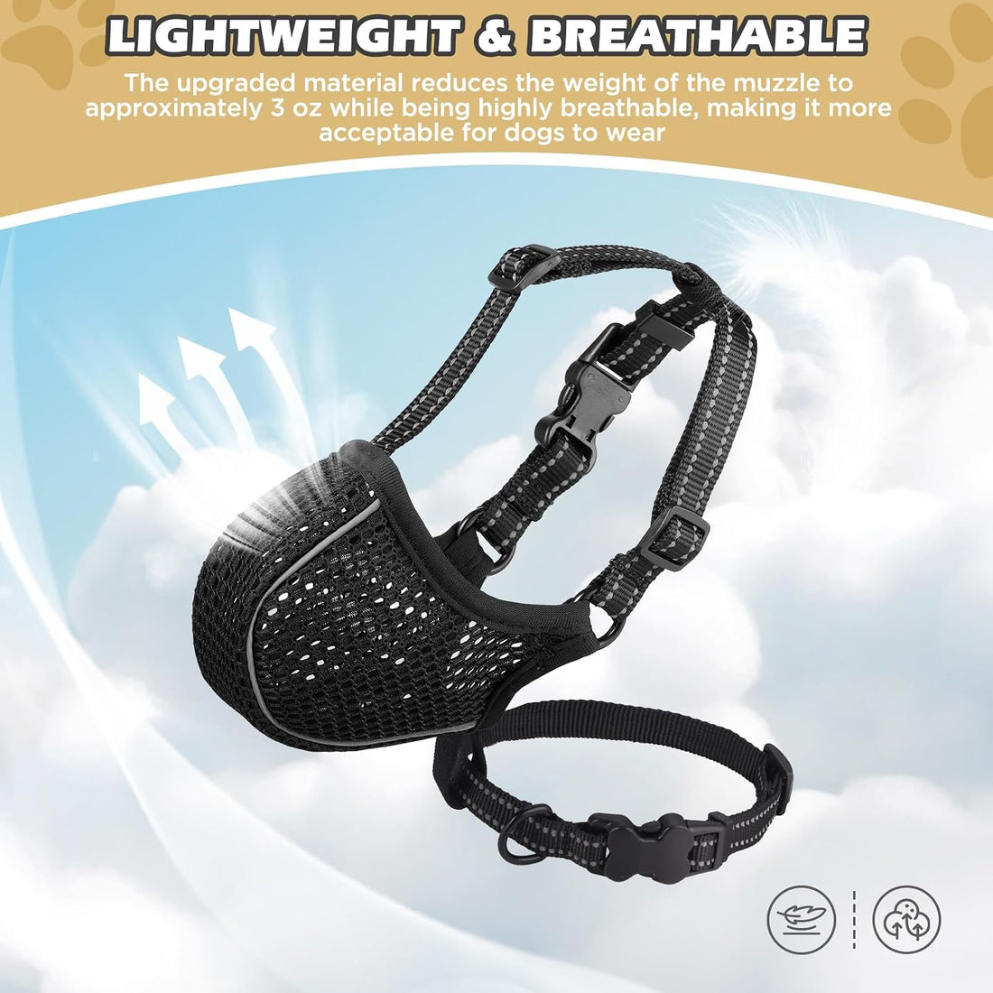 BONTHEE Dog Muzzle,Soft Nylon Muzzles Anti Biting Barking