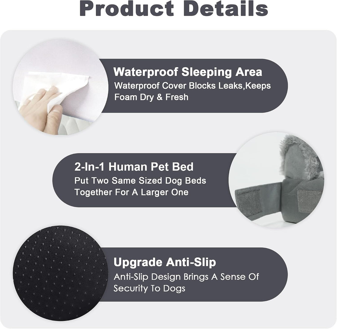 Orthopedic Dog Bed for Medium Dogs, Egg-Crate Foam with Bolster, L