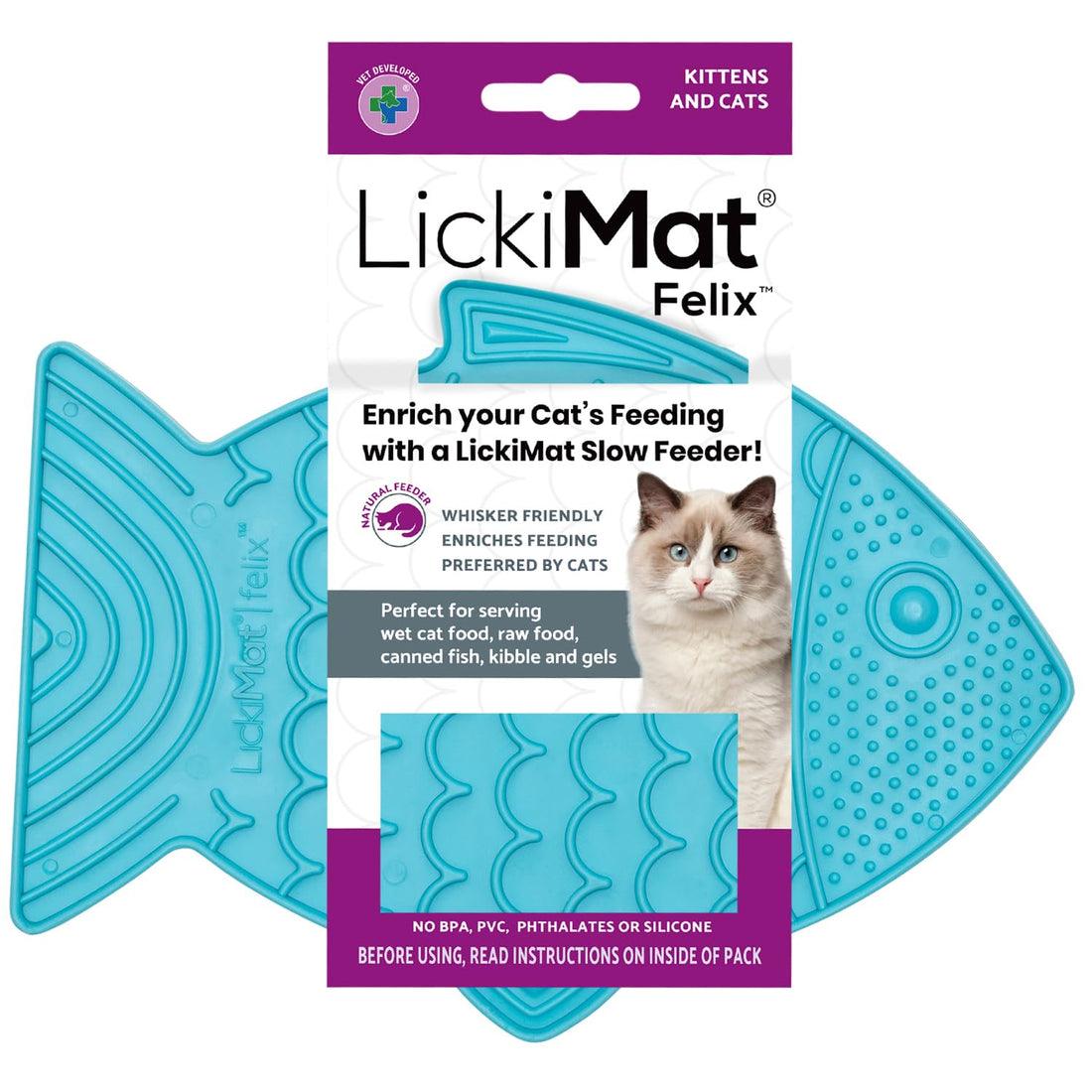 LickiMat Fish-Shaped Cat Slow Feeders Lick Mat