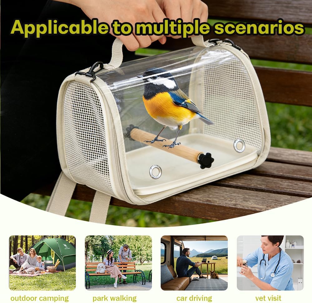 Hands Free Small Pet Cage with Breathable Mesh Windows Parrot Backpack