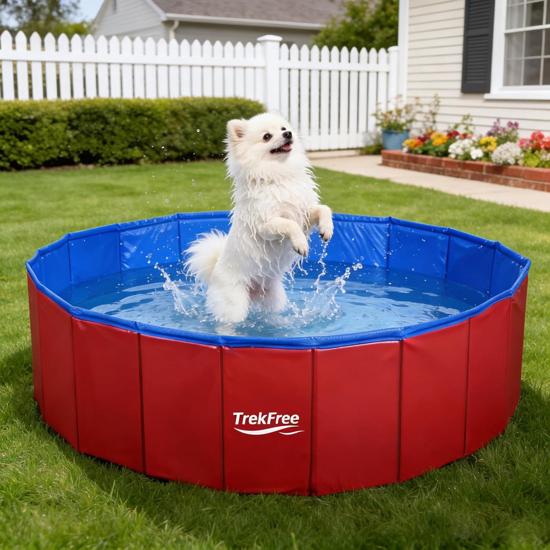 Foldable Dog Pool, Collapsible Plastic Dog Swimming Pool, 32x12in