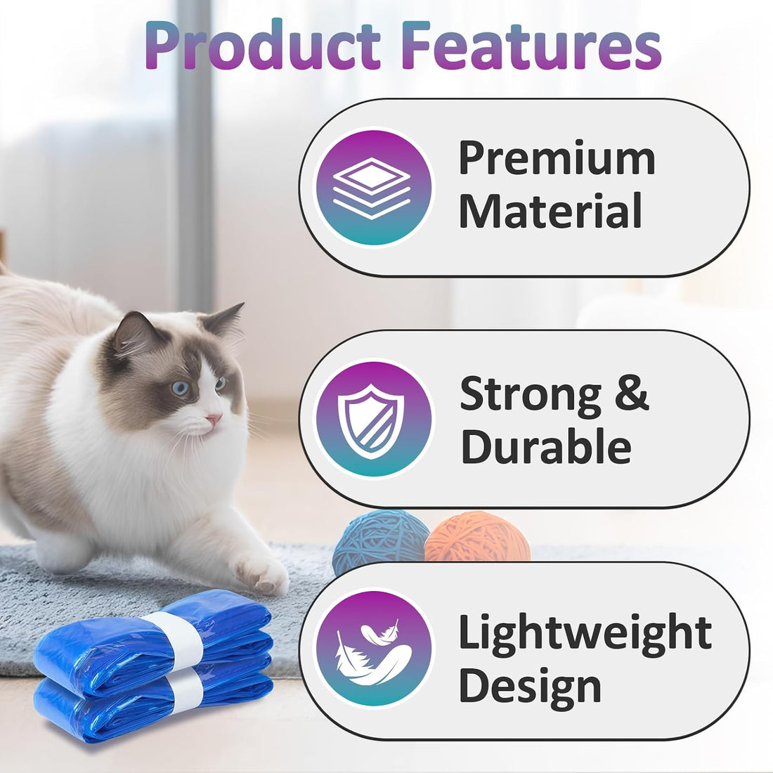 30 Pcs Cat Litter Refill Bags, Durable Universal Cat Litter Refills