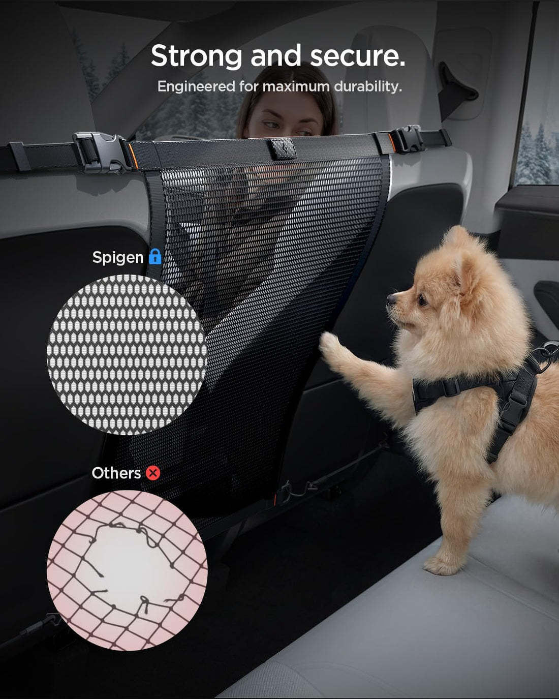 Spigen Micro Nylon Mesh Dog Barrier Secure Small & Medium Pet Divider