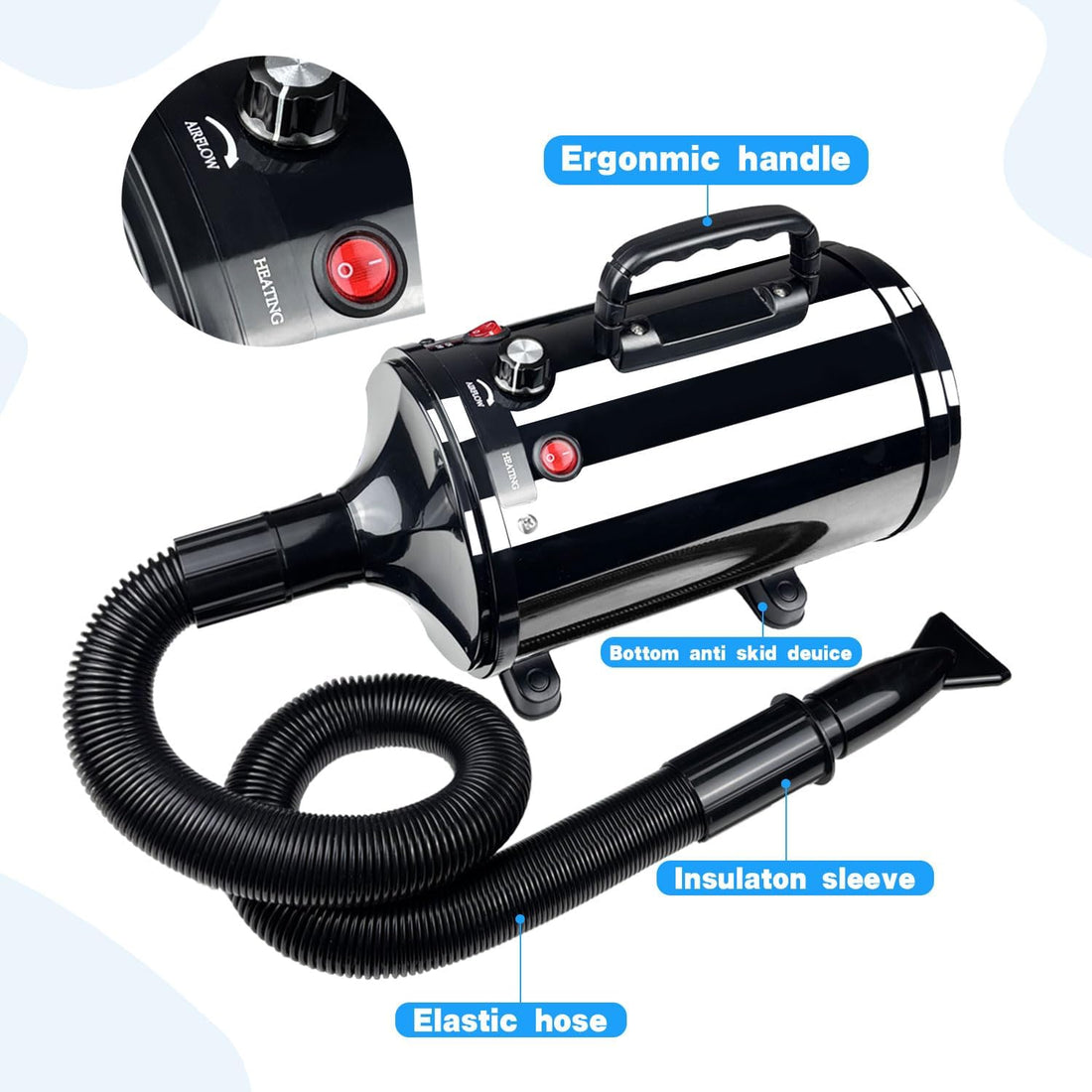 GULUQI High Velocity Professional Dog Grooming Dryer,Adjustable