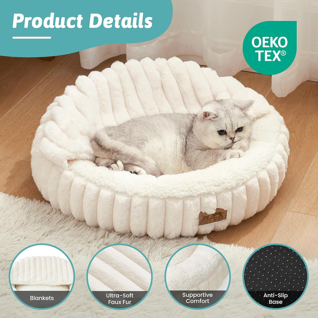 COZY KISS Hooded Blanket Cat Bed