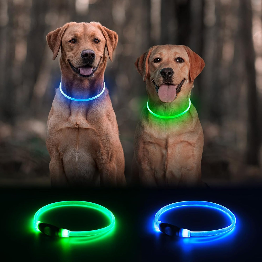 2 Packs Light Up Dog Collar, Kpuplol USB Rechargeable Dog Lights