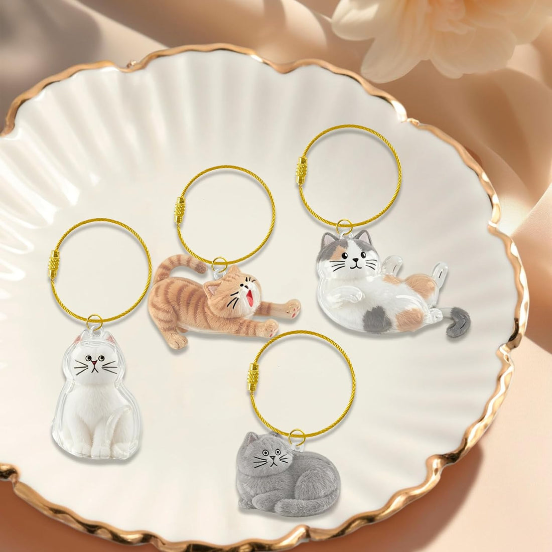 4 Pcs Cat Hair Keepsake Bottles, Pet Hair Memorial Keychain