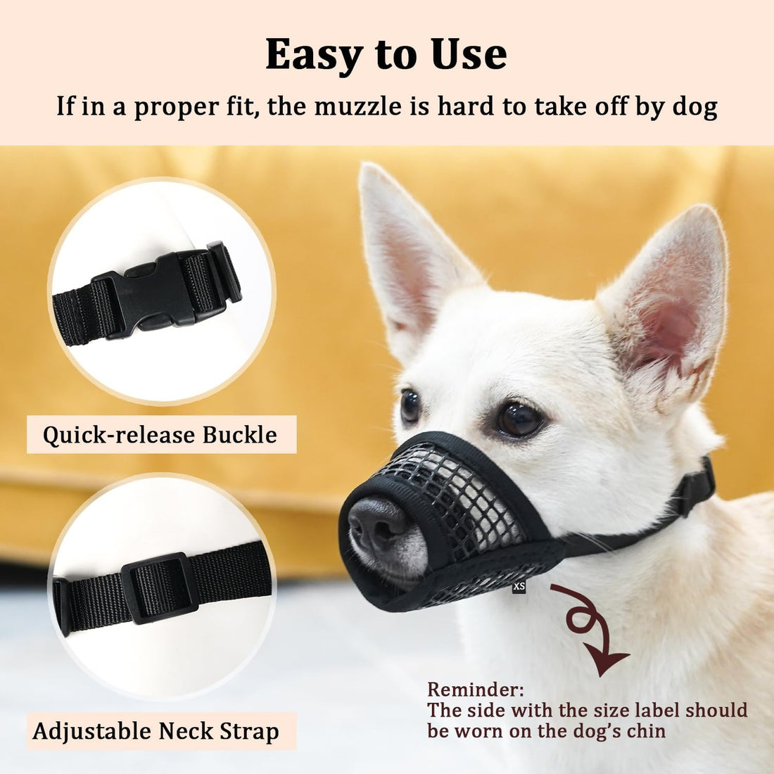 Mayerzon Dog Muzzle, Soft Mesh Muzzles for Small Dogs Biting | Black