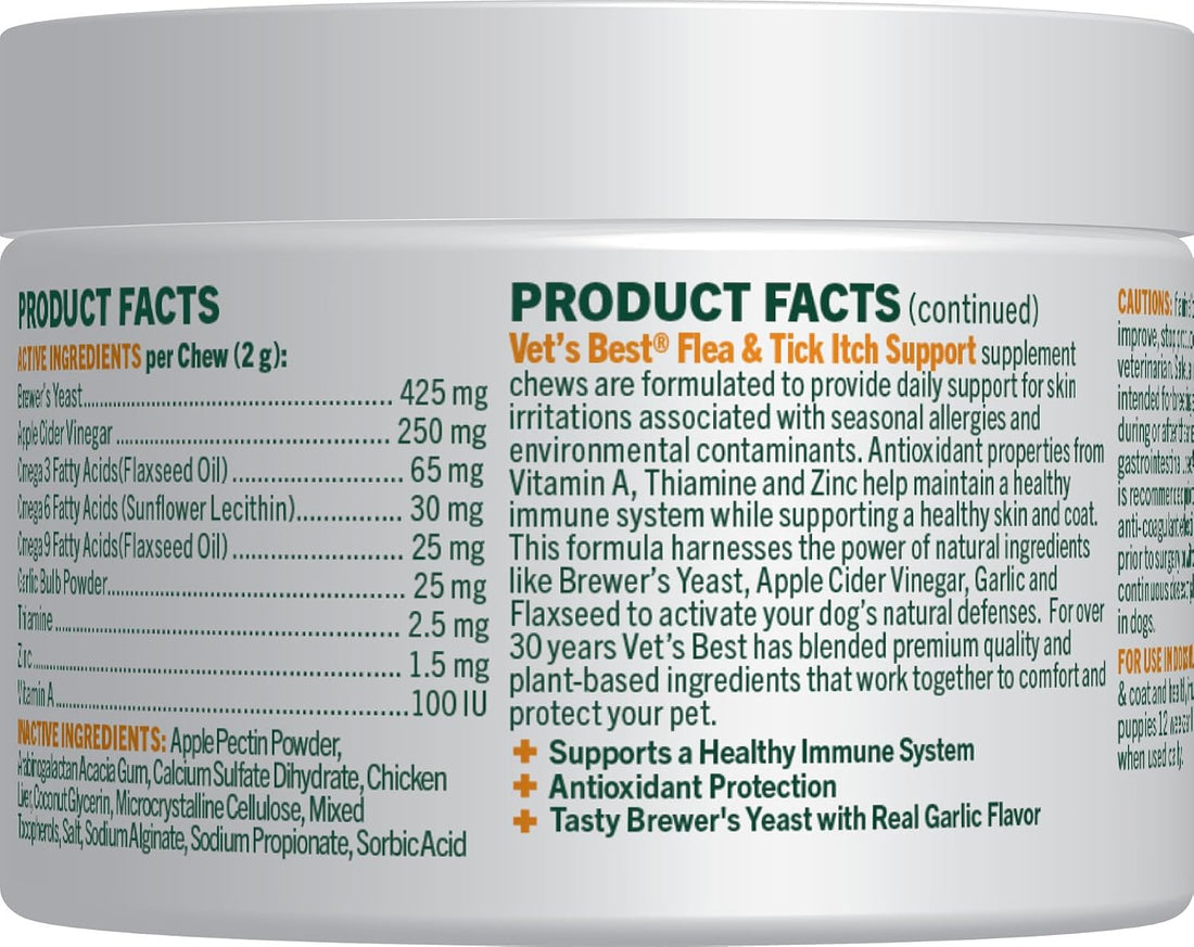Vet's Best Flea & Tick Soft Chews for Dogs, Immune & Itch Support