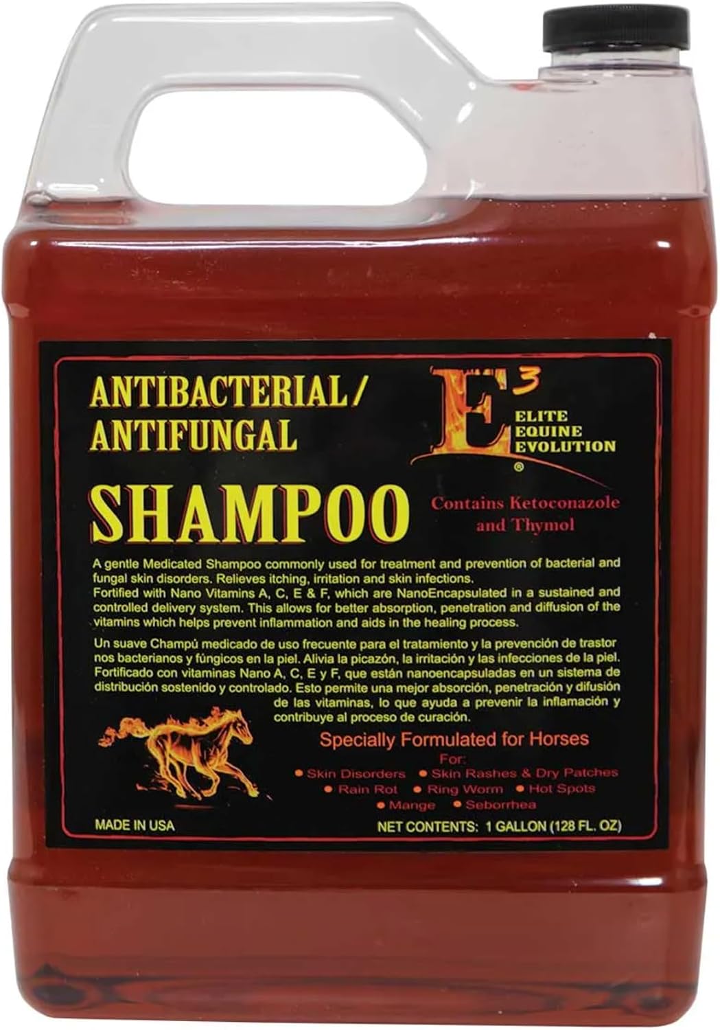 E3 Antifungal Ketoconazole and Thymol Skincare Shampoo for Horses