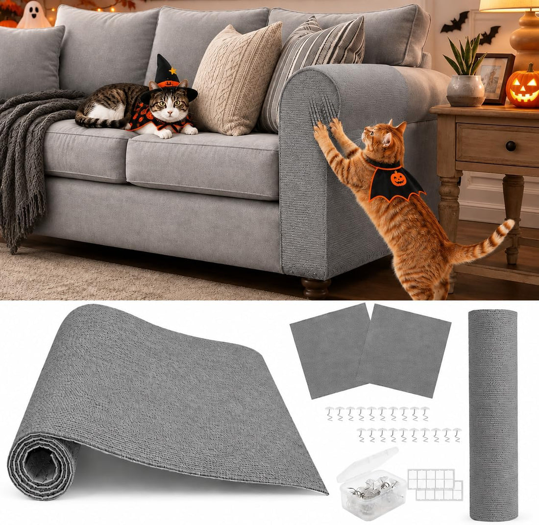 4Pack Cat Scratch Furniture Protector, Self-Adhesive, Light Gray