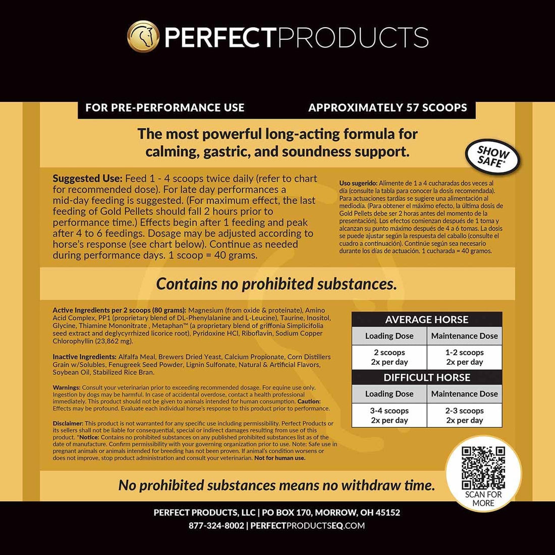 Perfect Prep EQ™ Gold Complete Calming Pellets (1LB)