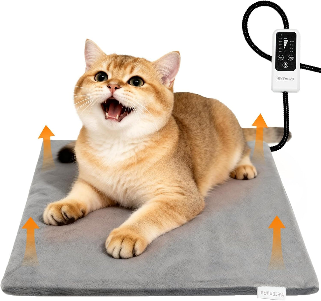 BECEMURU Pet Heating Pad for Large Dogs, Electric Heated Dog Bed, Gray