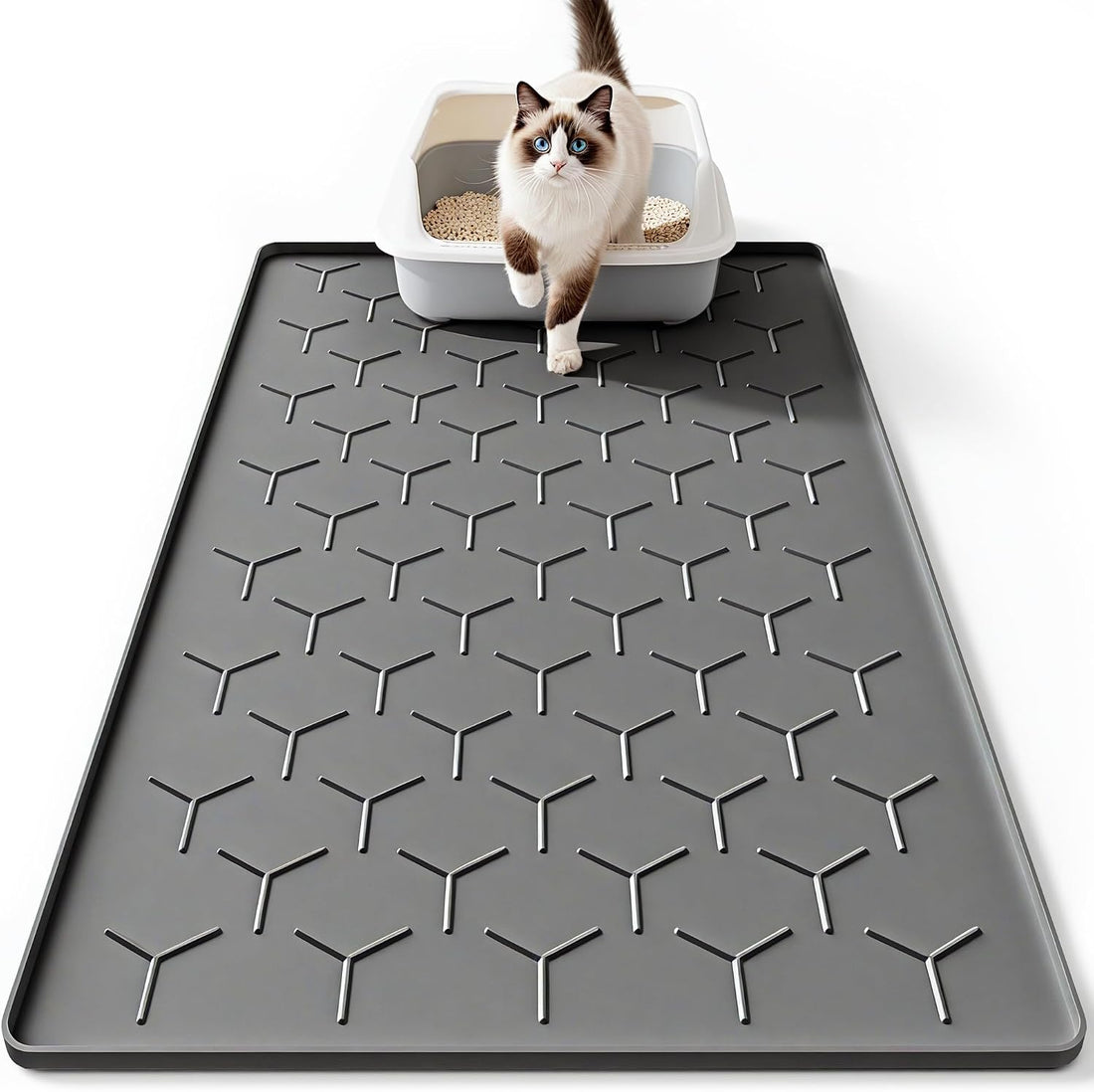 Bulkniu Silicone Cat Litter Mat, 24"x16", Raised Edge Waterproof