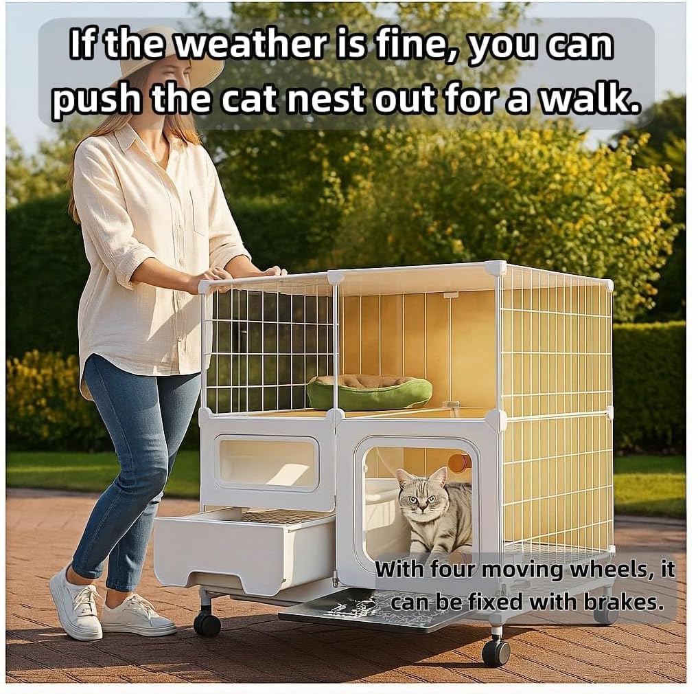Indoor cat cage with Litter Box, Complimentary Cat Bed