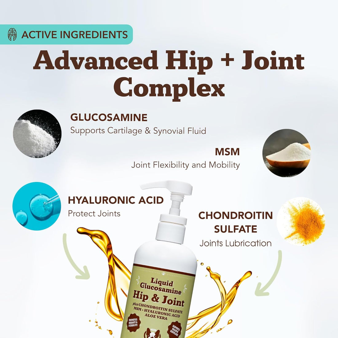 Natural Dog Company Liquid Glucosamine for Dogs, Hip & Joint Oil