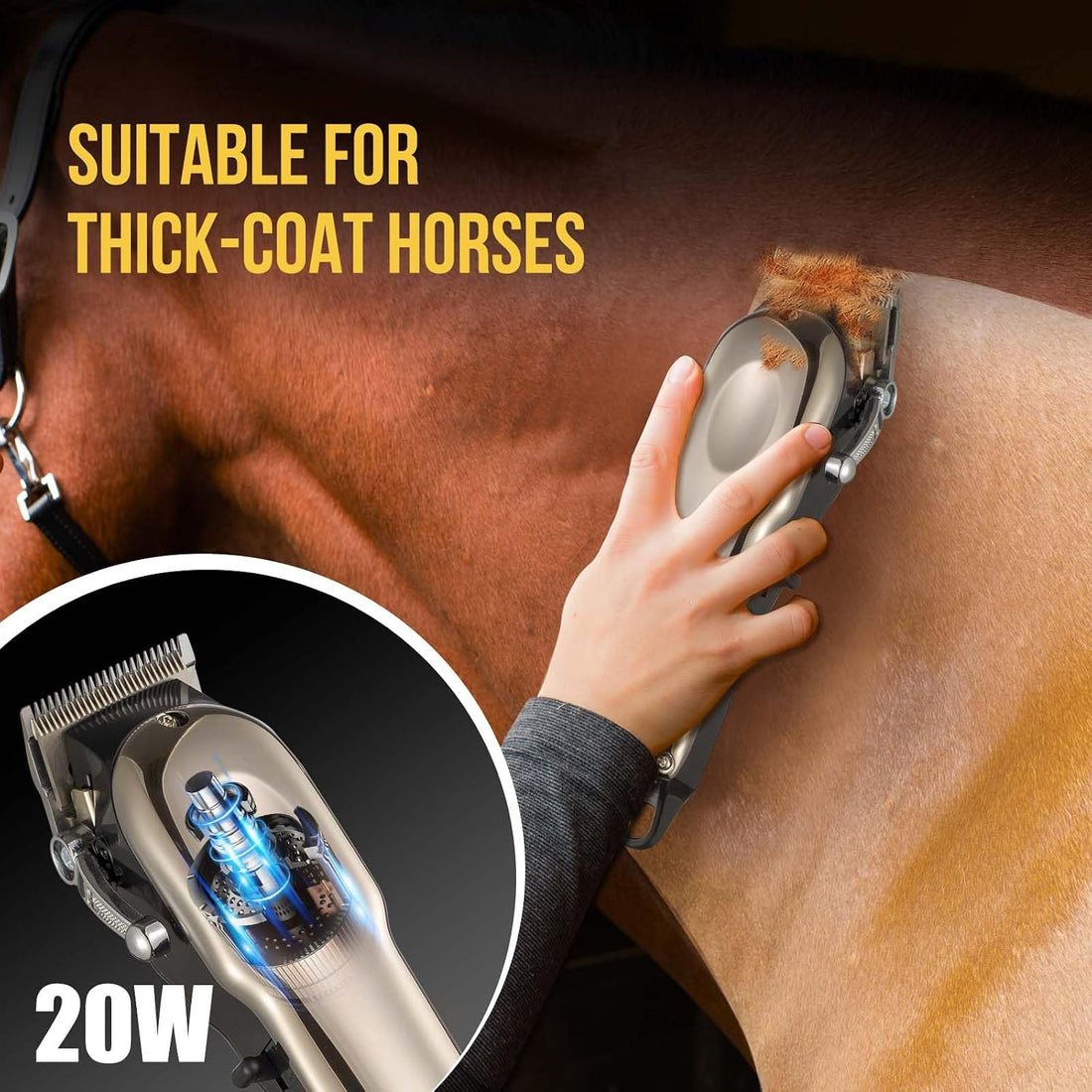 Cordless Quiet Horse Clippers for Thick Coats Dogs 4 Guards