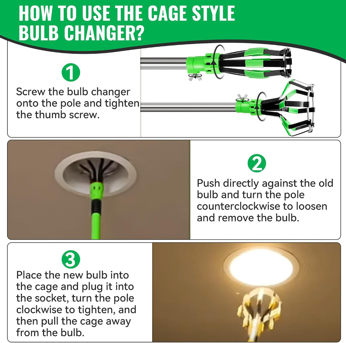 Dreyoo 4 Pcs Light Bulb Changer Set, Suction Cup & Cage Changer