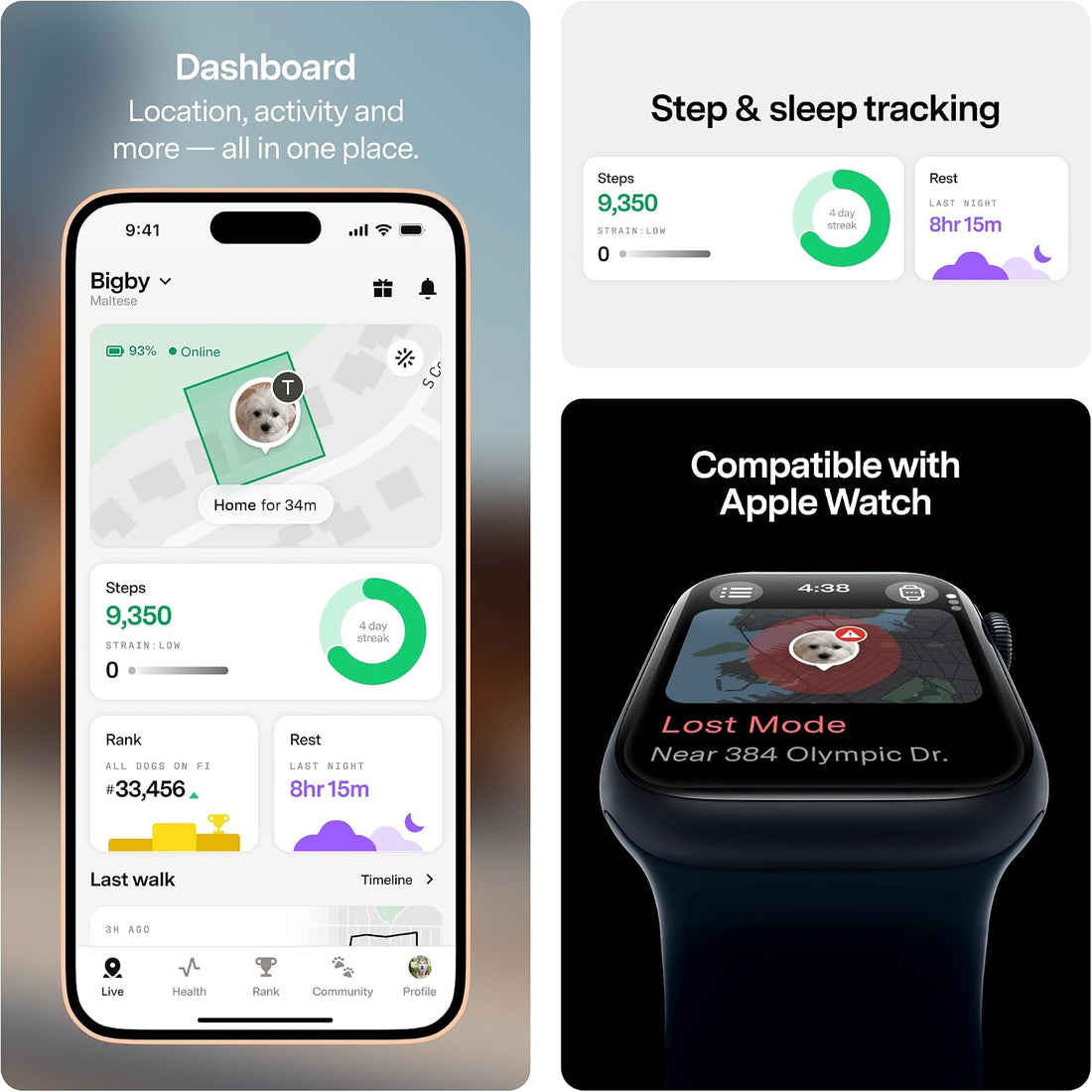 Fi Mini GPS Dog Tracker, Collar Attachment, Membership Required