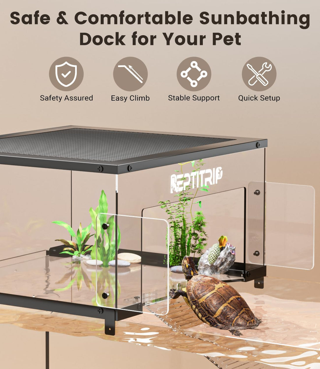Turtle Basking Platform for 10-13” Wide Aquariums 30/45/55 Gallon
