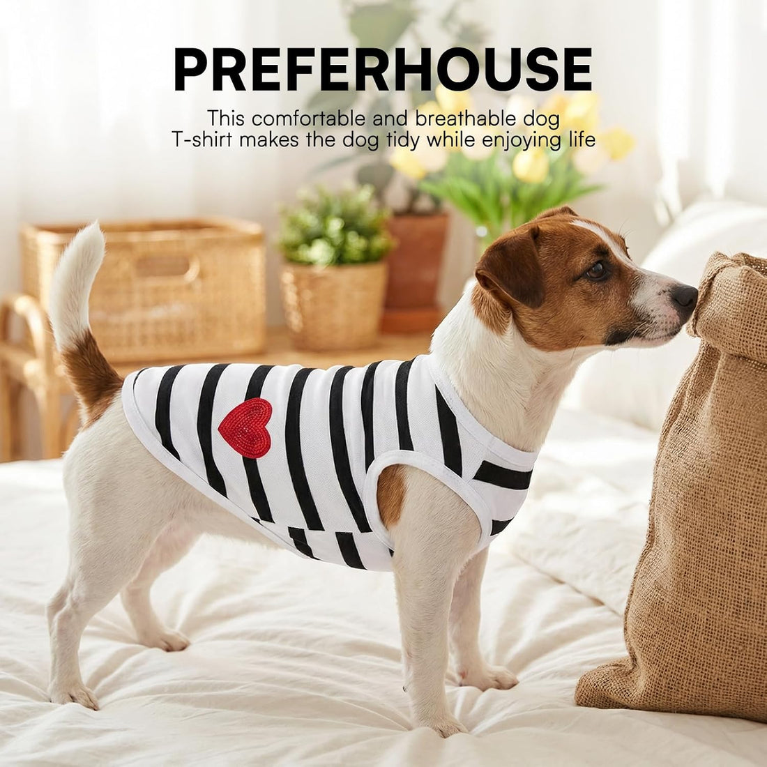 Preferhouse Pet Dog Striped T-Shirt Dogs Cats Cotton Vest Spring