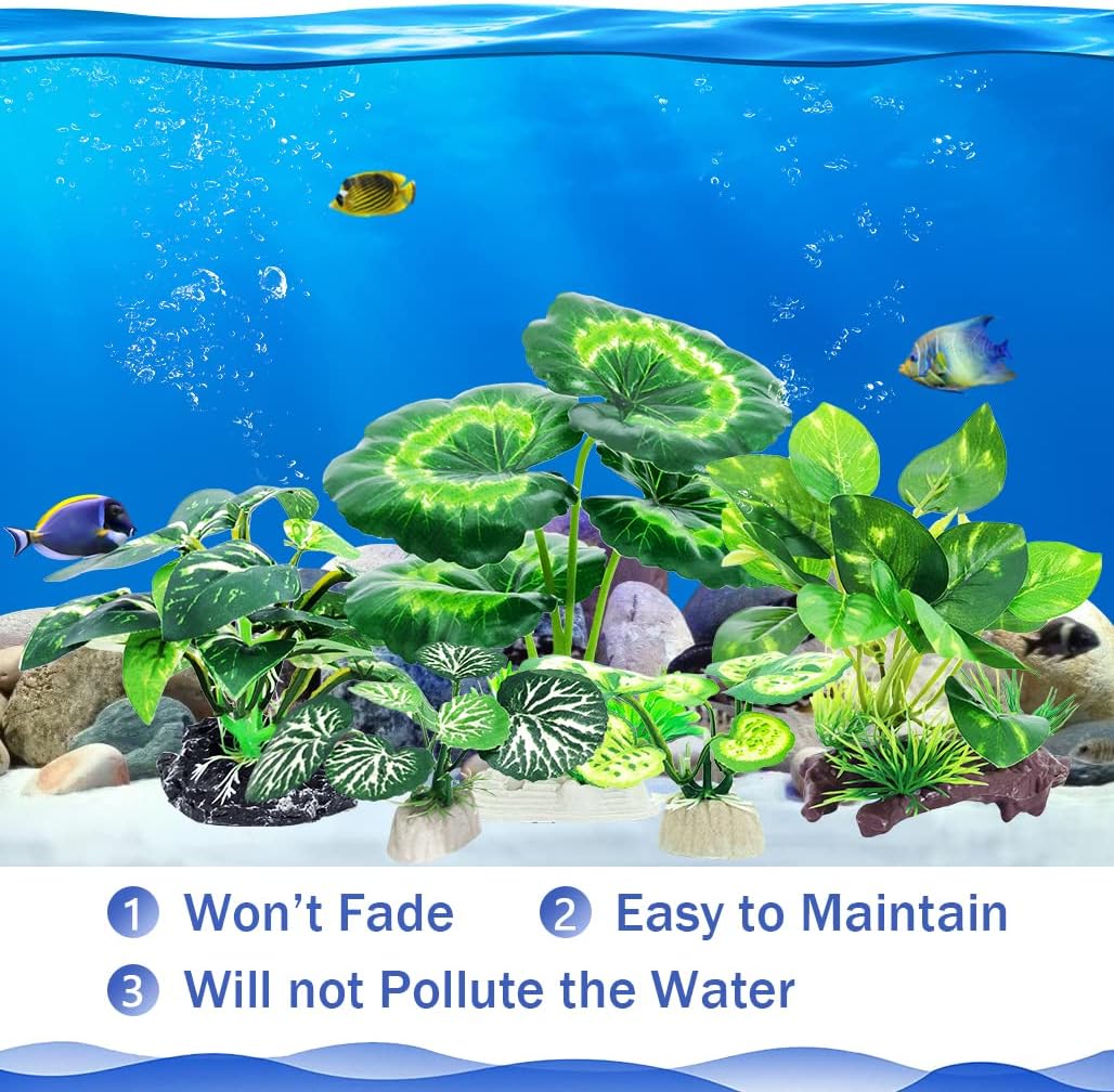 5Pack Tall Aquarium Plants - Reptile Habitat Plants Realistic Silk
