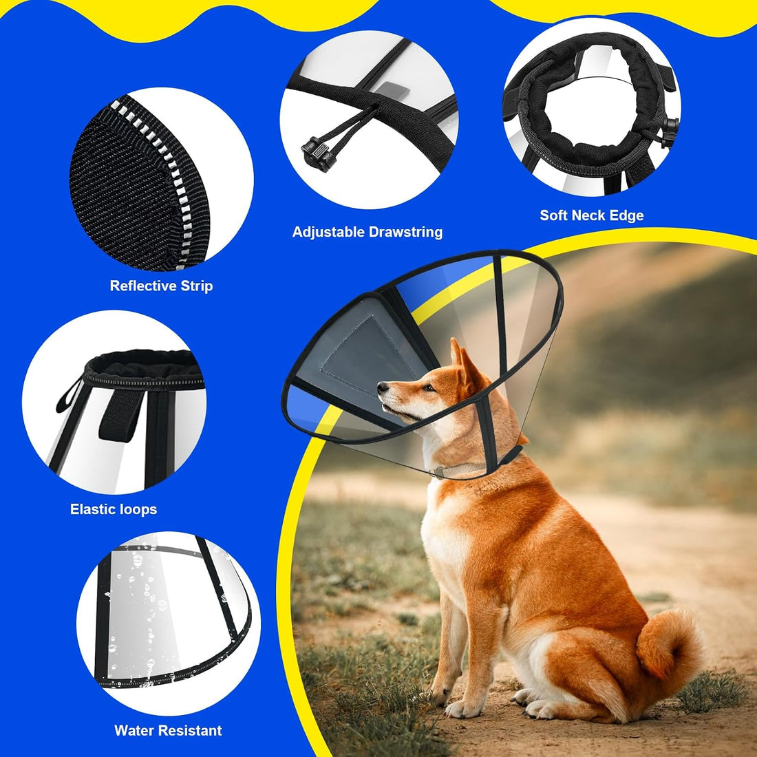 Soft Dog Cone Collar to Stop Licking for Post-Surgery Recovery