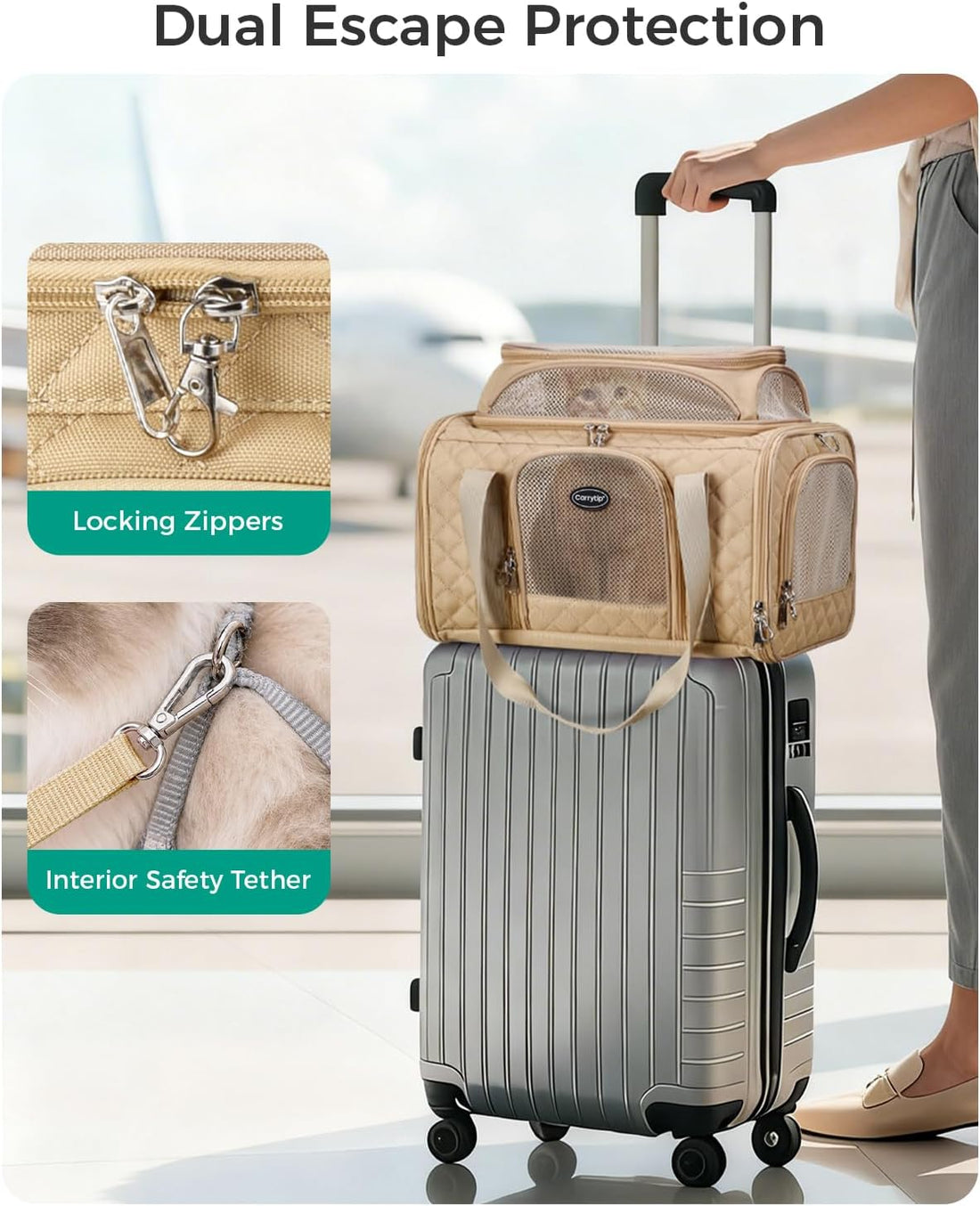CarryTip Cat Carrier Airline Approved 17x11x9.5 Inches