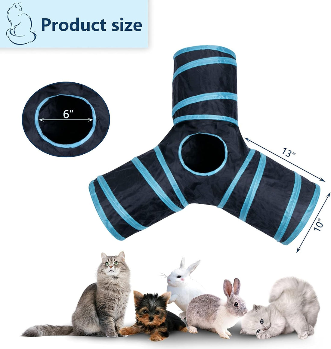 3 Way Cat Tunnel Collapsible Fun Pet Play Tube Toys for Cats, Kittens