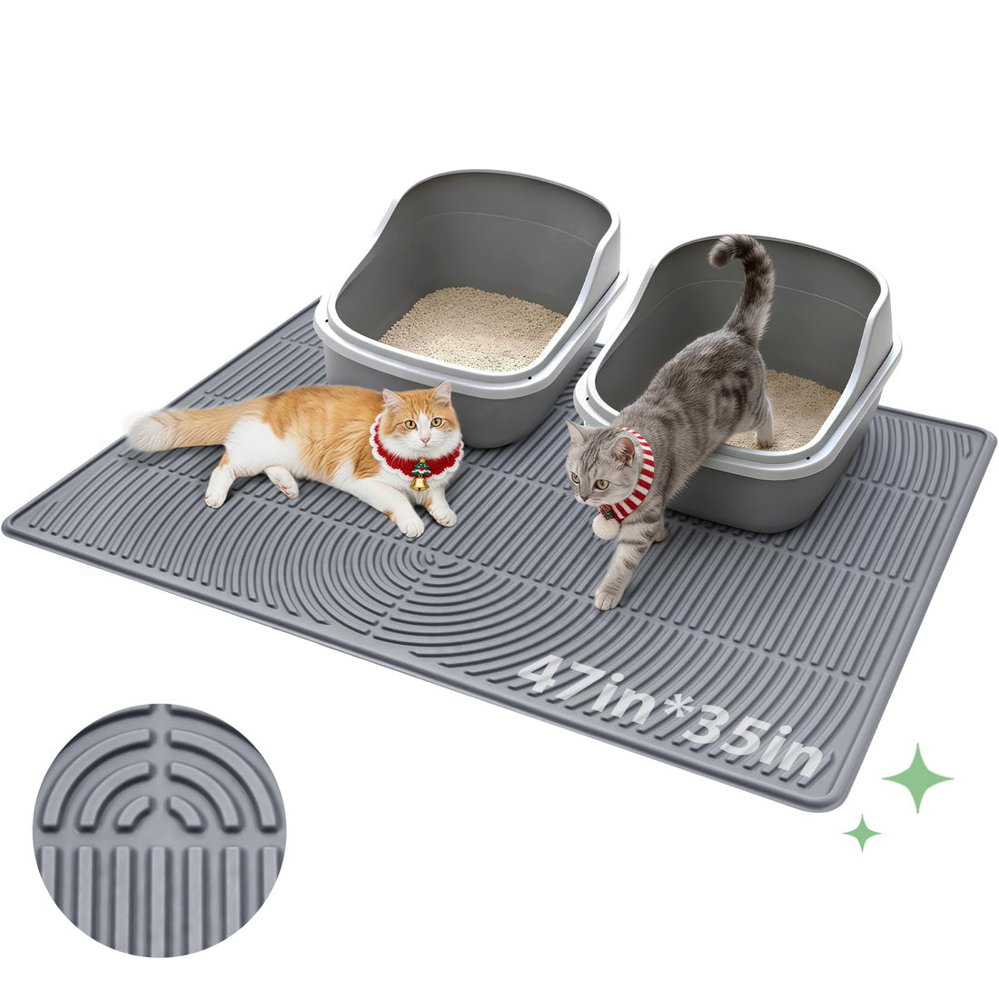 Pawtasy Cat Litter Box Mat,47" x 35" Extra Large Silicone Waterproof