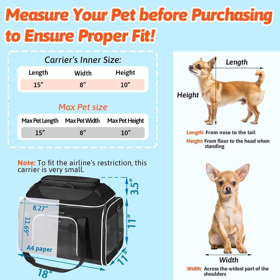Petskd Top-Expandable Pet Carrier 18x11x11 Inches Delta American