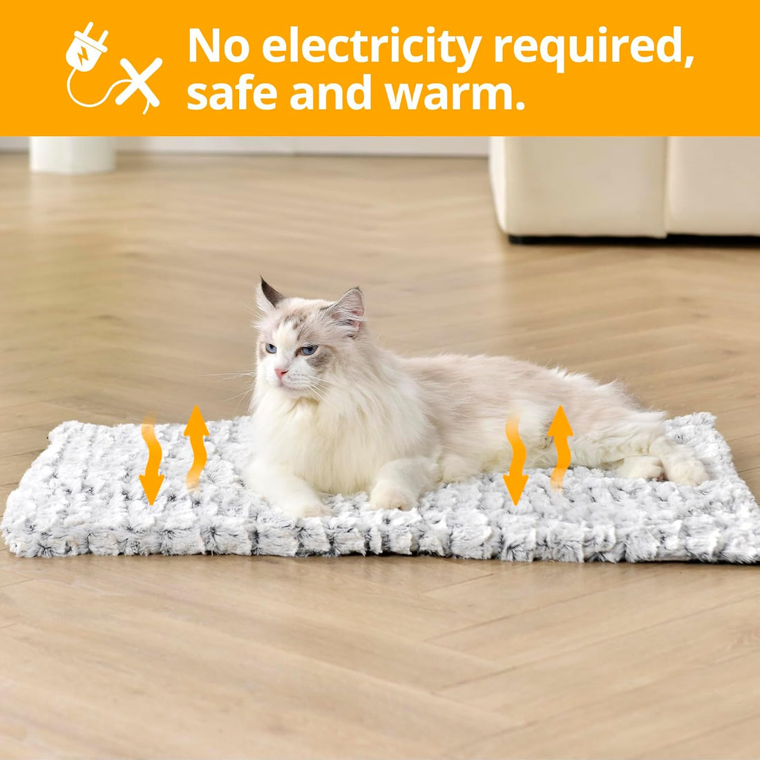 Petace Self Warming Cat Bed, 24" x 18" Ultra Soft Cat Dog Pet Heating
