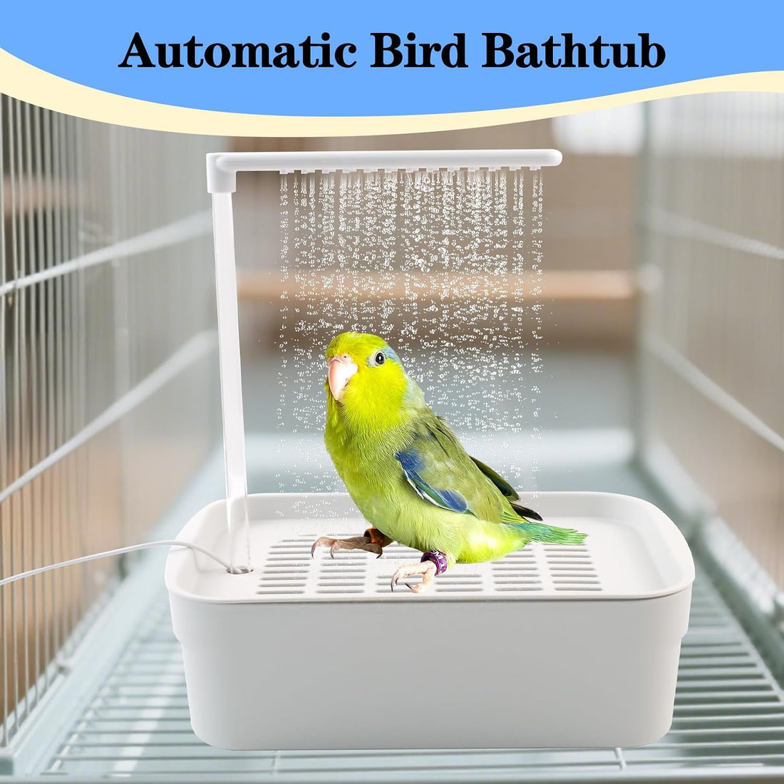 MUYG Automatic Bird Shower with Pump,Electric Bird Bath for Cage