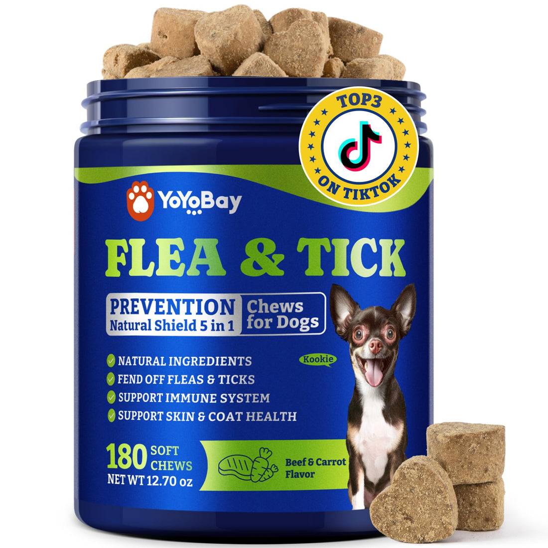 YoYoBay Flea & Tick Prevention for Dogs Chewables